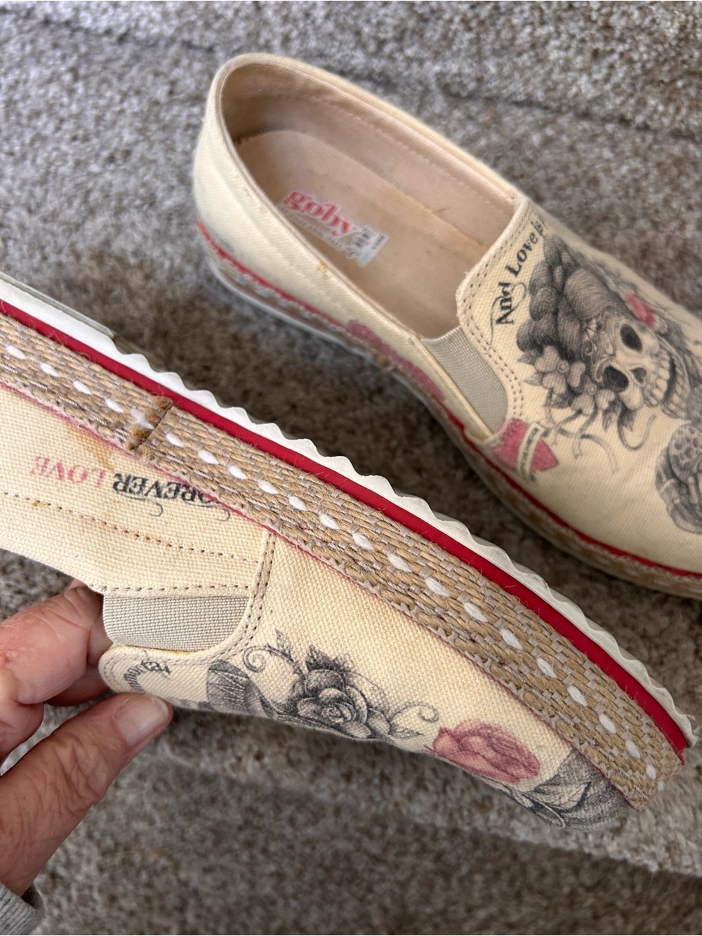 Goby Forever Love Espadrille Slip on Sneaker. Day of the Dead. Spooky. Immortal - Picture 6 of 9
